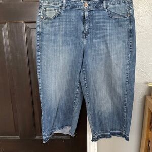 Lane Bryant Denim distressed wide legged crop Jeans